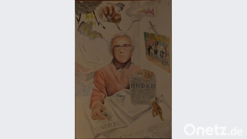 Werner Weingandt zeichnete Karikaturen für diesen besonderen Anlass. Bild: dob