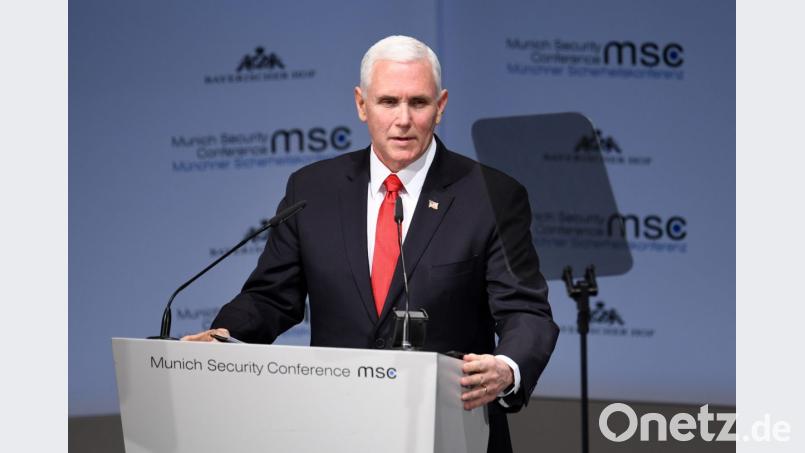 US-Vizepräsident Mike Pence spricht am zweiten Tag der 55. Münchener Sicherheitskonferenz. Bild: Tobias Hase/dpa
