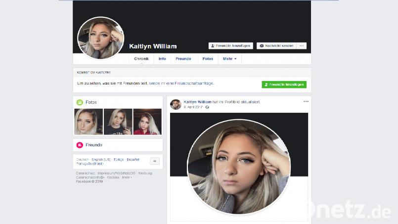 Häufiger werden wieder ominöse Freundschaftanfragen bei Facebook verschickt. Hinter großen schönen Augen, stecken knallharte Geschäftsmodelle. Screenshot: facebook.com/kaitlynwiliam79