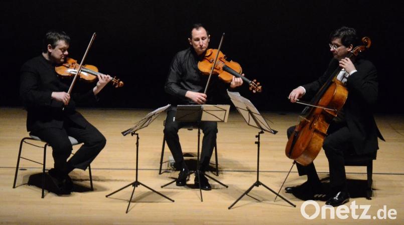 Frank Peter Zimmermann (Violine), Antoine Tamestit (Viola) und Christian Poltéra (Violoncello, von links) spielen auf herausragenden Instrumenten von Antonio Stradivari (1648–1737). Bild: Kunz