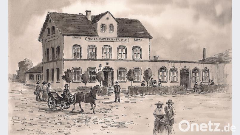 Die Zeichnung, die der Wiesauer Künstler Herbert Bässler angefertigt hat, erinnert an die „gute alte Zeit“. Repro: wro