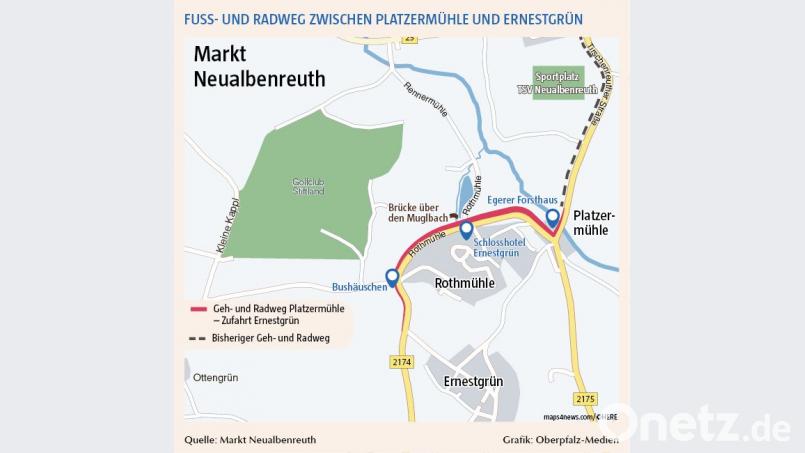 Der neue Fuß- und Radweg soll noch heuer gebaut werden. Grafik: Oberpfalz-Medien