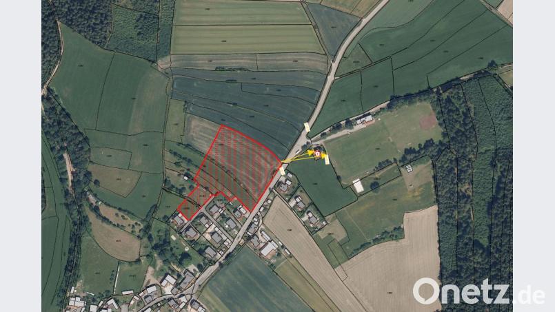 Bebauungsplan &quot;Weidenthal-Hütberg Nord&quot;: Das Gebiet (rot schraffierte Fläche) ist ausgedehnt worden. Grafik: VG Nabburg