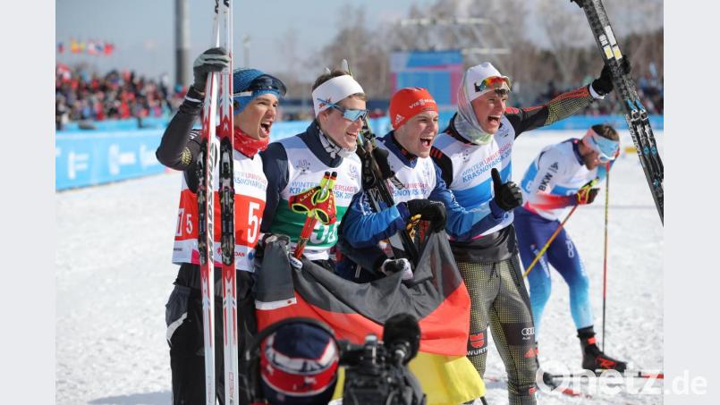 Platz fünf für die deutsche Staffel mit Jakob Lauerer (links) - ein nicht erwarteter Erfolg. Bild: adh
