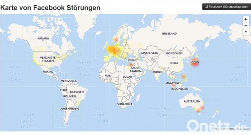 Am Mittwochabend kämpften Facebook, Instagram und Whatsapp mit Problemen. Bild: allestoerungen.de