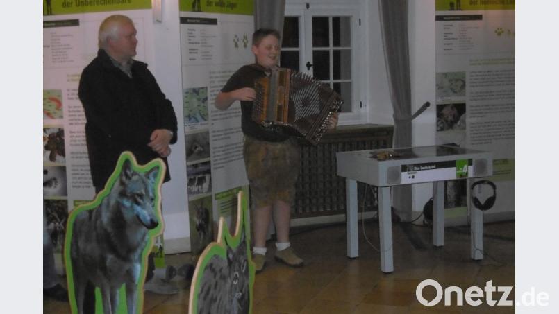 Für die musikalische Untermalung sorgte Michael Drexler (6. Klasse, Mittelschule Ensdorf) mit seinem Akkordeon. Bild: e