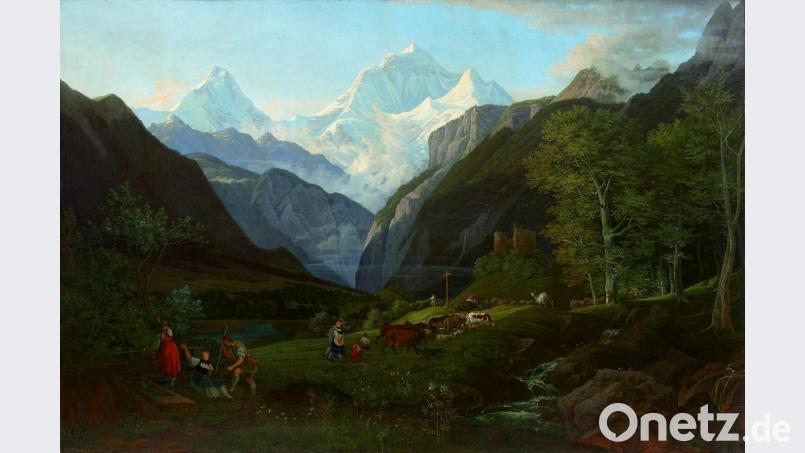 Die neue Ausstellung im Kunstforum Ostdeutsche Galerie beschäftigt sich mit Ludwig Richters „Frühlingsmorgen im Lauterbrunner Tal (Auszug der Sennen)“ – 1827 Öl auf Leinwand, Leihgabe aus Privatbesitz – und gleichzeitig mit einer großen Künstlerfreundschaft. Bild: Wolfram Schmidt