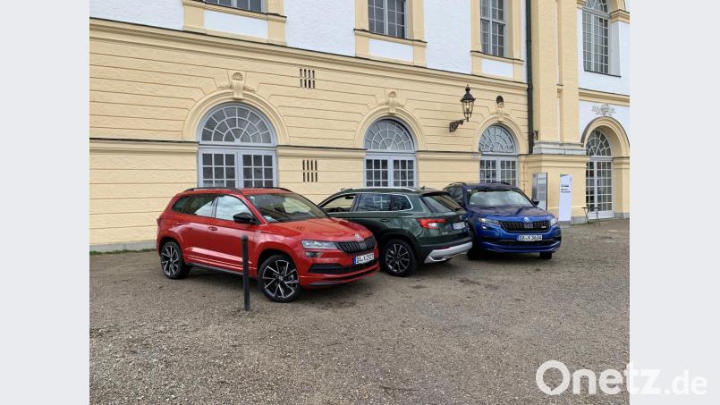 Skoda Karoq Sportline, Scout und Kodiaq RS (von links) Bild: Michael Ascherl