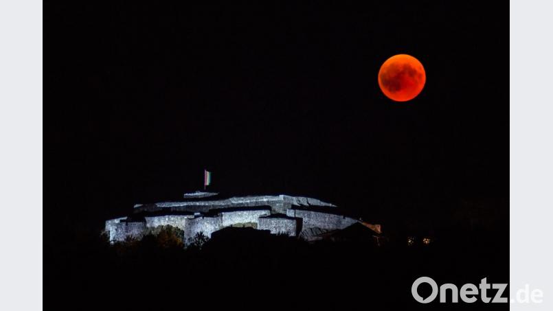 Norbert Vetter ist erneut ein spektakuläres Bild gelungen: die „Mondfinsternis über der Burg Waldeck“. Die Besucher der Fotoausstellungen in Pressath und Kemnath wählten es zum besten Bild. Bild: Norbert Vetter/exb