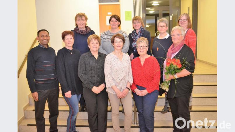 Der alleinigen Vorsitzenden Elisabeth Baldauf (vorne von rechts) folgen beim Frauenbund Sonja Braun, Christine Hofmann, Marille Fuchs und Renate Hilberger als Führungsquartett. Bild: fz