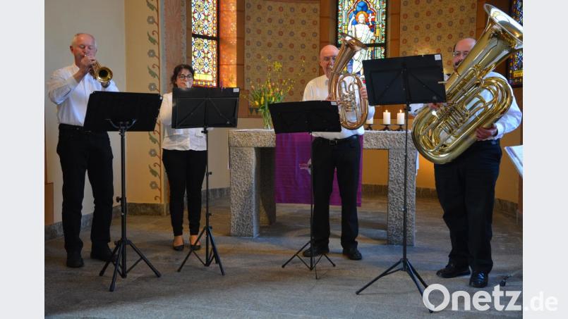 Das vierköpfige Bläserensemble der Mitterteicher Stadtkapelle. Bild: jr