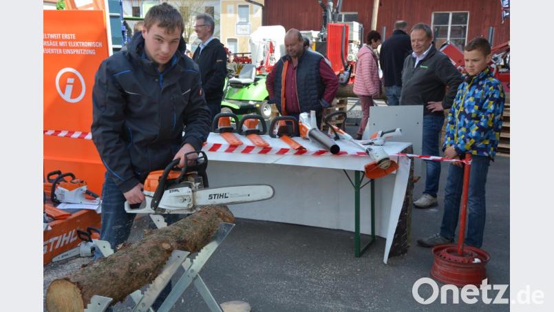Der Umgang mit einer Motorsäge muss gelernt sein. Beim Testtag konnten dies die Besucher unter Beweis stellen Bild: jr