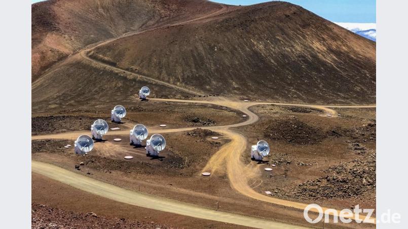 Das Observatorium auf dem Gipfel des hawaiianischen Berges Mauna&nbsp;Kea ist eines der acht Einzelobservatorien auf vier Kontinenten, die zu einem Superteleskop zusammengeschlossen wurden. Foto: Maunakea Observatories/AP Bild: -