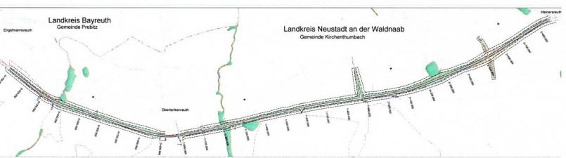Der neue Trassenverlauf der vor dem Ausbau stehenden Staatsstraße von Heinersreuth bis zur Grenze zu Oberfranken. Repro: Fürk Repro: Fürk