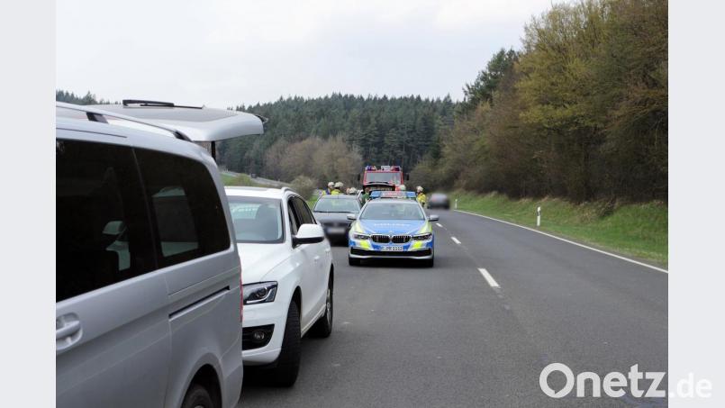 Halbseitige Sperrung der B 85. Bild: jma