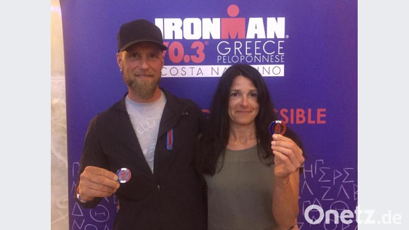 Sehr vorzeigbar: Ihre Leistung beim Ironman 70.3 in Griechenland bringt Didi und Mala Wolfrath die Qualifikation für die WM in Nizza ein. Bild: exb