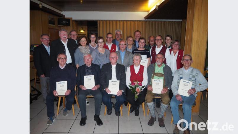 Die geehrten Mitglieder mit Zitherclubgründer Herbert Tischler (vorne, Dritter von links) Bild: stn