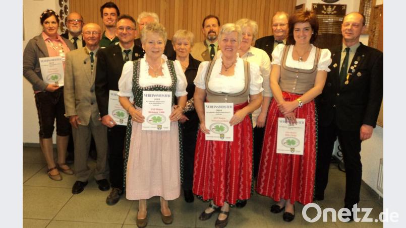 Die Vereinsmeister der Schützengilde Kleeblatt Frotzersricht mit Sportleiter Werner Irlbeck (rechts). Bild: ksi