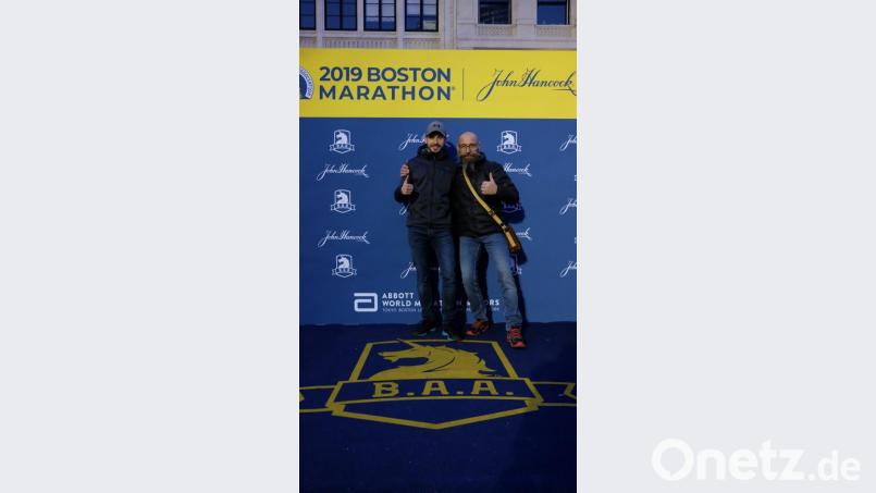 Martin Heldwein (rechts) und Johannes Breitschaft beim Boston-Marathon Bild: exb