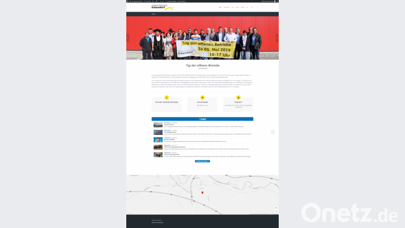 Die neue Homepage des Gewerbeparks bindet aktuelle Nachrichten direkt aus dem Onetz ein. Screenshot: rw