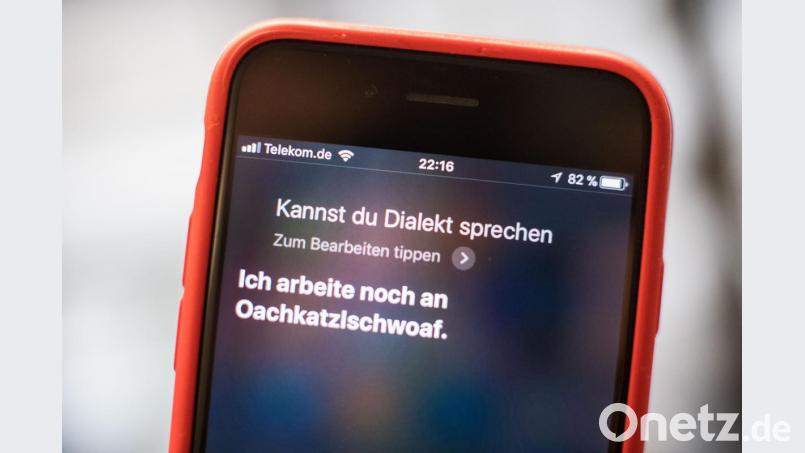 Antwort auf die Frage, ob &quot;Siri&quot; Dialekt sprechen kann: Hier muss die Handy-App ganz offensichtlich noch passen. Beim Mundarttag in Rieden gibt&#039;s den Amberg-Sulzbacher Dialekt in allen seinen vielen, schönen Facetten zu hören. Ganz ohne Handy. Bild: Lino Mirgeler/dpa