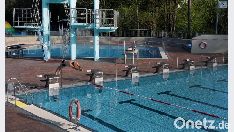 Eleganter Sprung ins 24 Grad warme Wasser. Bild: Wolfgang Steinbacher