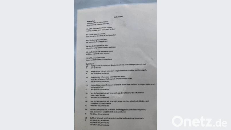 Hilferuf aus Steiningloh - manchmal hilft halt nur noch beten. Bild: Unger, Heike