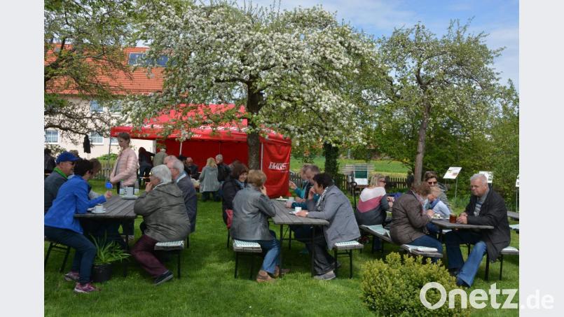 Zahlreiche Besucher genossen am Mittwochnachmittag das Ambiente und den Sonnenschein im Resl-Garten. Bei Kaffee und Kuchen ließ es sich unter den herrlich blühenden Bäumen gut aushalten. Bild: jr