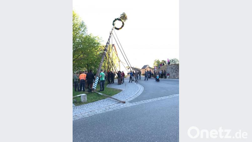 Maibaum-Aufstellen in Oberbibrach. Bild: edo