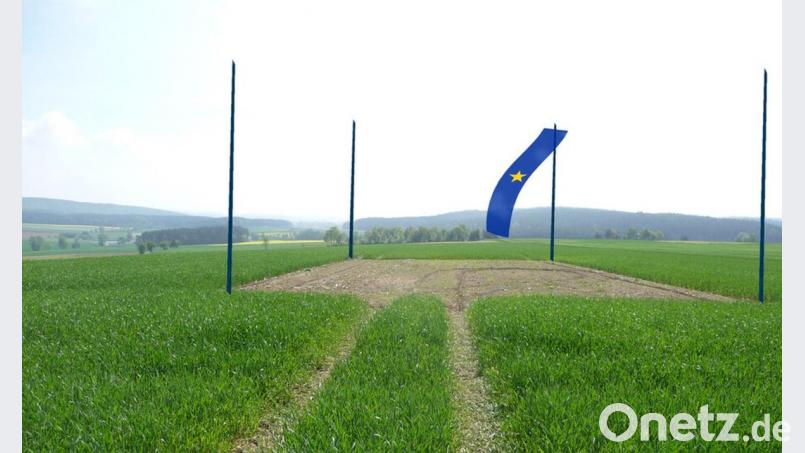 Künstler Christian Schnurer "leiht" sich einen Stern aus der europäischen Flagge - und hisst den "Lone Star" am Sonntag in Etsdorf. Grafik: Koch