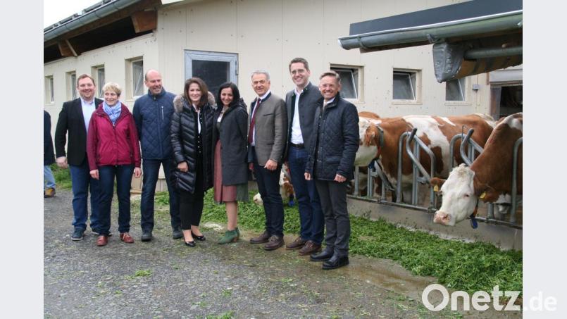 Der Betrieb von Heidi und Alois Reichenberger (Zweite und Dritte von links) begeisterte CSU-Ortsvorsitzenden Mario Rabenbauer, Landwirtschaftsministerin Michaela Kaniber, CSU-Bürgermeister-Kandidatin Margit Bayer, Landratskandidat Roland Grillmeier, Europa-Kandidat Christian Doleschal und CSU-Kreisvorsitzenden Tobias Reiß (von links). Bild: fpoz