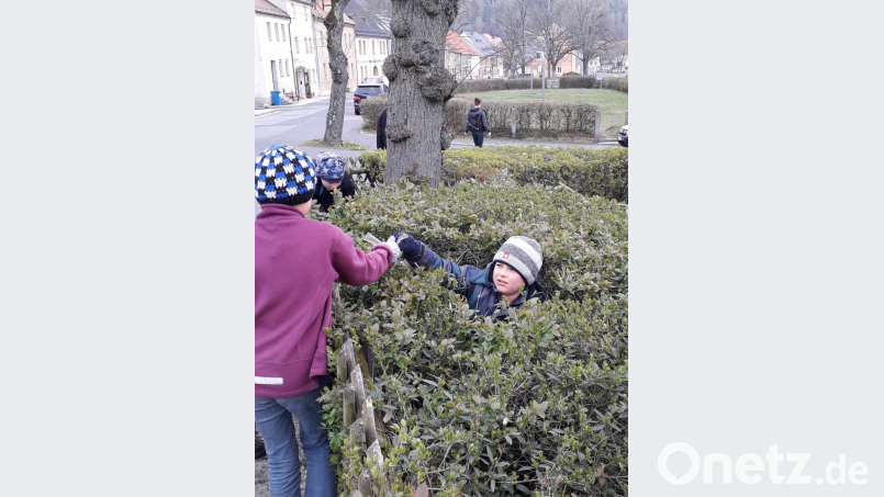 Voller Eifer suchten die Kinder nach in die Natur geworfene Sachen. Bild: lrh