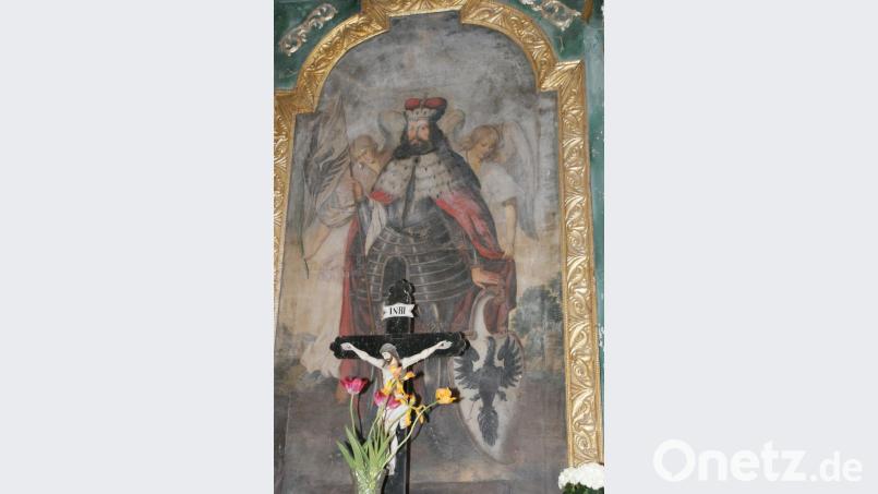 Das Altarbild mit dem heiligen Wenzeslaus in der Kirche von Hora Svatého Václava. Wie in der Schönseer Pfarrkirche, ist auch dort der böhmische Heilige Schutzpatron des Gotteshauses. Bild: mmj