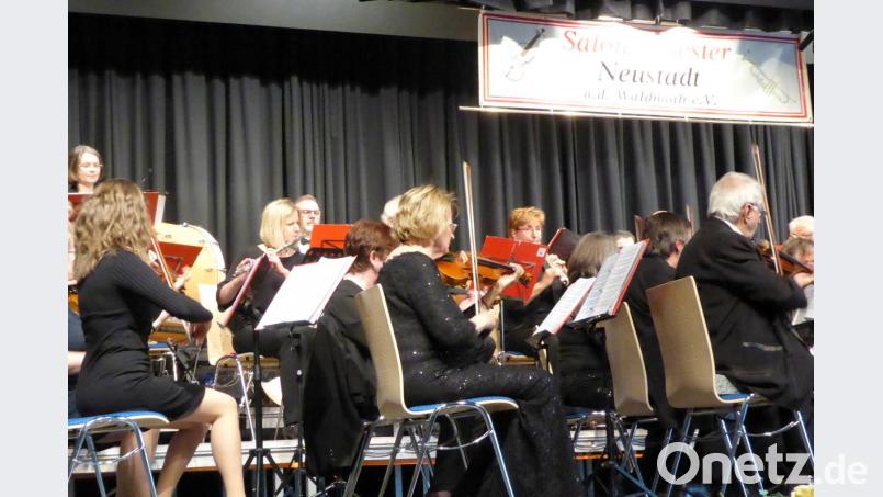 Das Orchester bzw. Teile davon während des Muttertagskonzerts des Salonorchesters Neustadt/WN Bild: fsb