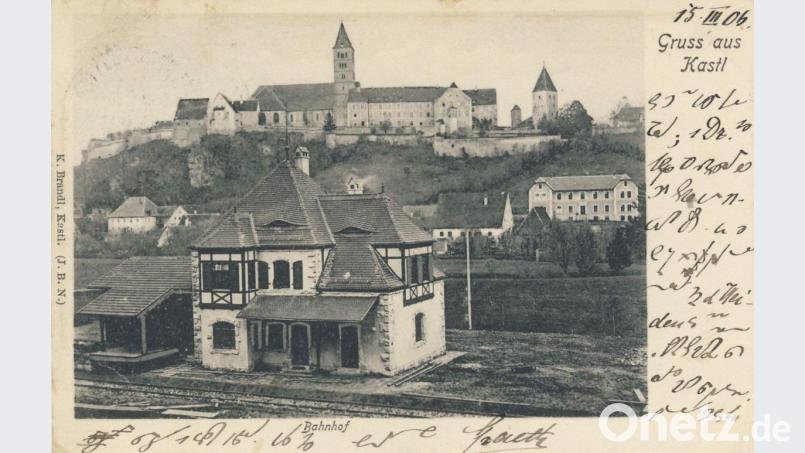 Ansichtskarten sind heute schon wichtige Geschichtsquellen. Wer erinnert sich noch daran, als am Kastler Bahnhof Lokomotiven dampften? Bild: Repro einer Postkarte/Privatarchiv Josef Schmaußer