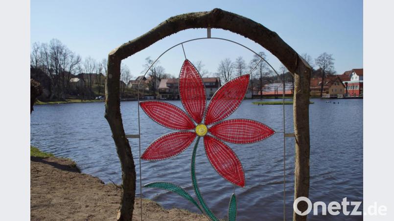 Die geklöppelte &quot;Blume im Fenster&quot; ist ein Blickfang für die &quot;3. Schönseer Klöppeltage&quot; vom 17. bis. 22. Juni. Bild: mmj