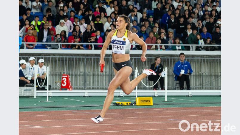 Katrin Fehm bei der Staffel-WM über 4x200 m. Bild: Dirk Reps