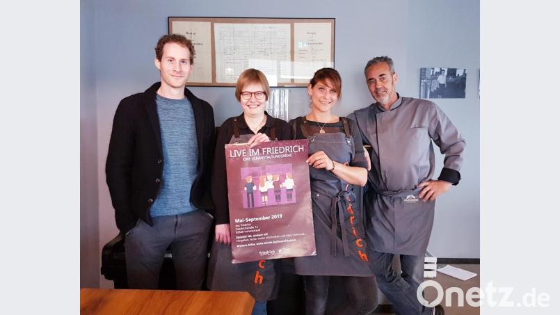 Hannes Gilch, Vorsitzender der Musikinitiative Vohenstrauß, sowie Anne Fichtner, Sandra Stengel-Rewitzer und Veit Reisberger (von links) vom Lokal „das friedrich“ freuen sich schon auf die Konzertreihe. Bild: exb