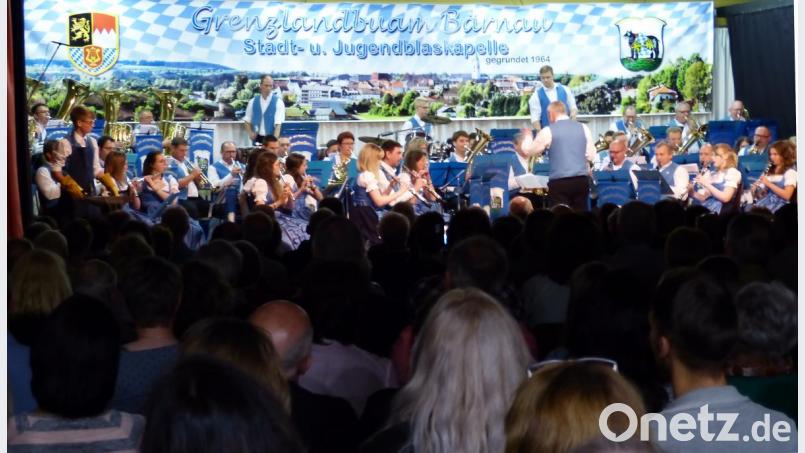 Die Musiker der „Grenzlandbuam“ sorgten in der Aula der Grundschule für einen voll besetzten Saal beim Muttertagskonzert. Bild: exb