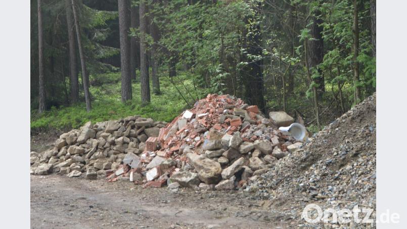 Der Ziegel-Schutt könnte in einen Waldweg eingebaut werden. Grundsätzlich sind solche Ablagerungen nicht erlaubt. Die Polizei hat die Ordnungswidrigkeit angezeigt. Bild: dob