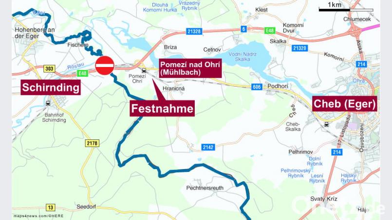 Etwa 1000 Meter Luftlinie trennten die Flüchtenden von der Grenze bei Schirnding. Bild: ca
