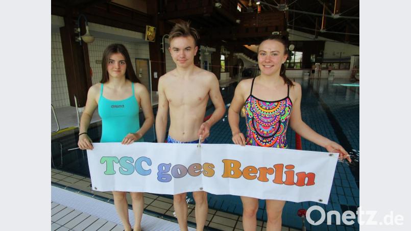 Für den Tirschenreuther Schwimm-Club starten Kathrin Bachmeier, Fynn Legat und Viktoria Bogner (von links) diese Woche bei den deutschen Jugendmeisterschaften in Berlin. Bild: rbg