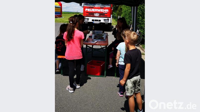 Auch das Kinderschminken der Jugendfeuerwehr Kemnath kommt gut an. Bild: mde
