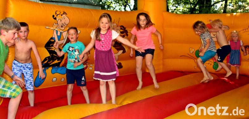 Die Kinder hüpfen beim Sommerfest der EAW-Siedler was das Zeug hält. Bild: R. Kreuzer