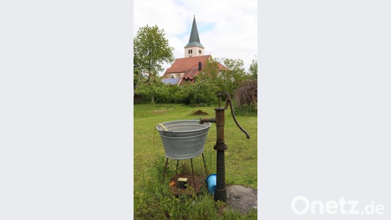 Was moderne Kunst betrifft, so blicken die Pertolzhofener weit über die Kirchturmspitze hinaus. Besonders dann, wenn sich am 6.Juli der Garten von Heiko Herrmann mit zeitgenössischen Skulpturen und Bildern füllt. Bild: Gerhard Götz