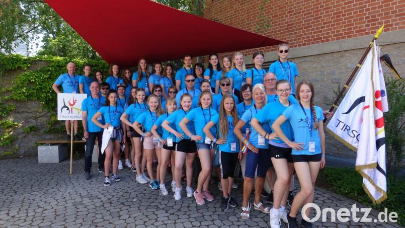 Die Turngemeinschaft Tirschenreuth beim Bayerischen Landesturnfest in Schweinfurt. Bild: hä