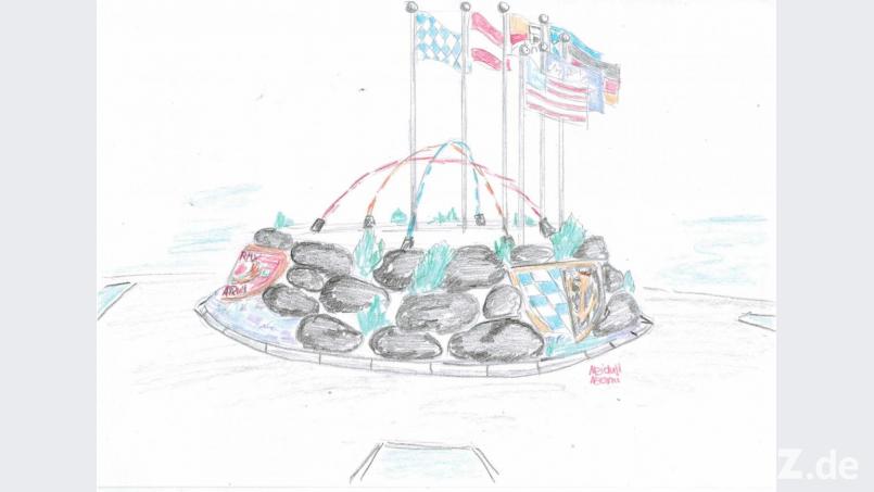 Mit einem selbstgemalten Bild zeigt die 13-jährige Naomi Neidull, wie sie sich den Kreisverkehr an der B 299 bei Grafenwöhr vorstellt. Bild: Naomi Neidull