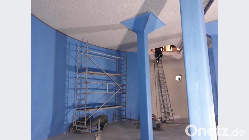 Im Maßnahmenpaket für das neue Förderprogramm mit enthalten ist der zweite Abschnitt der Sanierung des Hochbehälters im Wernersreuther Wald. Zurzeit wird die erste Wasserkammer saniert. Bild: exb