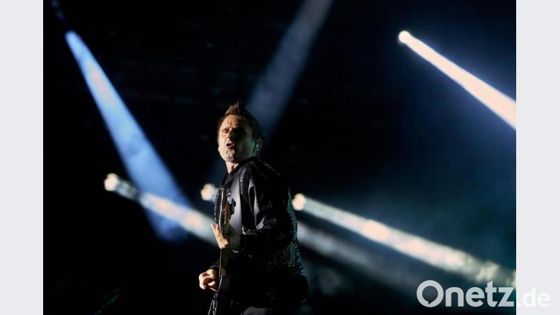 Matthew Bellamy, Frontmann der britischen Rockband Muse bei „Rock am Ring“. Bild: Thomas Frey