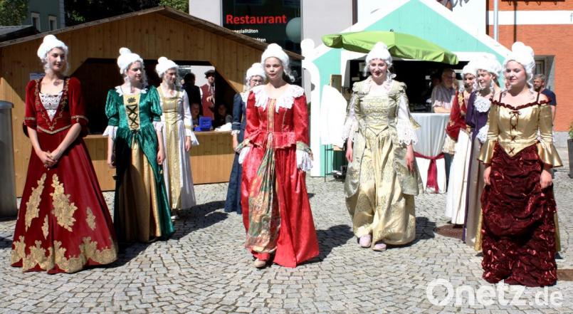 Mal nicht im Faschingskostüm, sondern in prächtigen Barockgewändern treten diesmal die Tänzerinnen von Grün-Weiß auf. Bild: lg